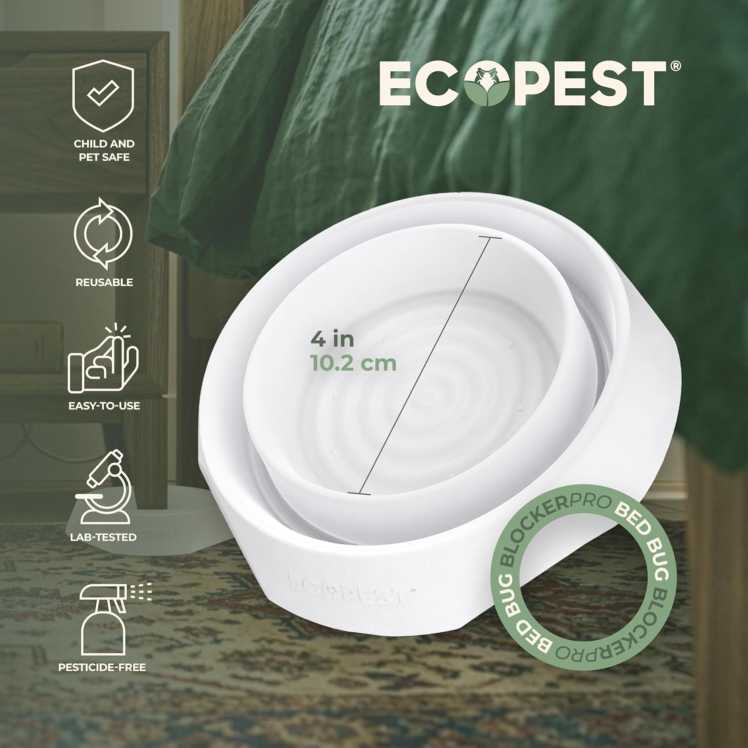 Bed Bug Interceptors – 8 Pack | Bed Bug Blocker (Pro) Interceptor Traps (White) | Insect Trap, Monitor, And Detector For Bed Legs