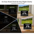 7'' Dementia Clock For Seniors, Large Display Digital Clock With Date, Time, Day Of Week For Elderly, Memory Loss, Alzheimer, 1024*600P Hd, 10 Reminders & 6 Alarms, Auto Dimming & Dst, Remote Control