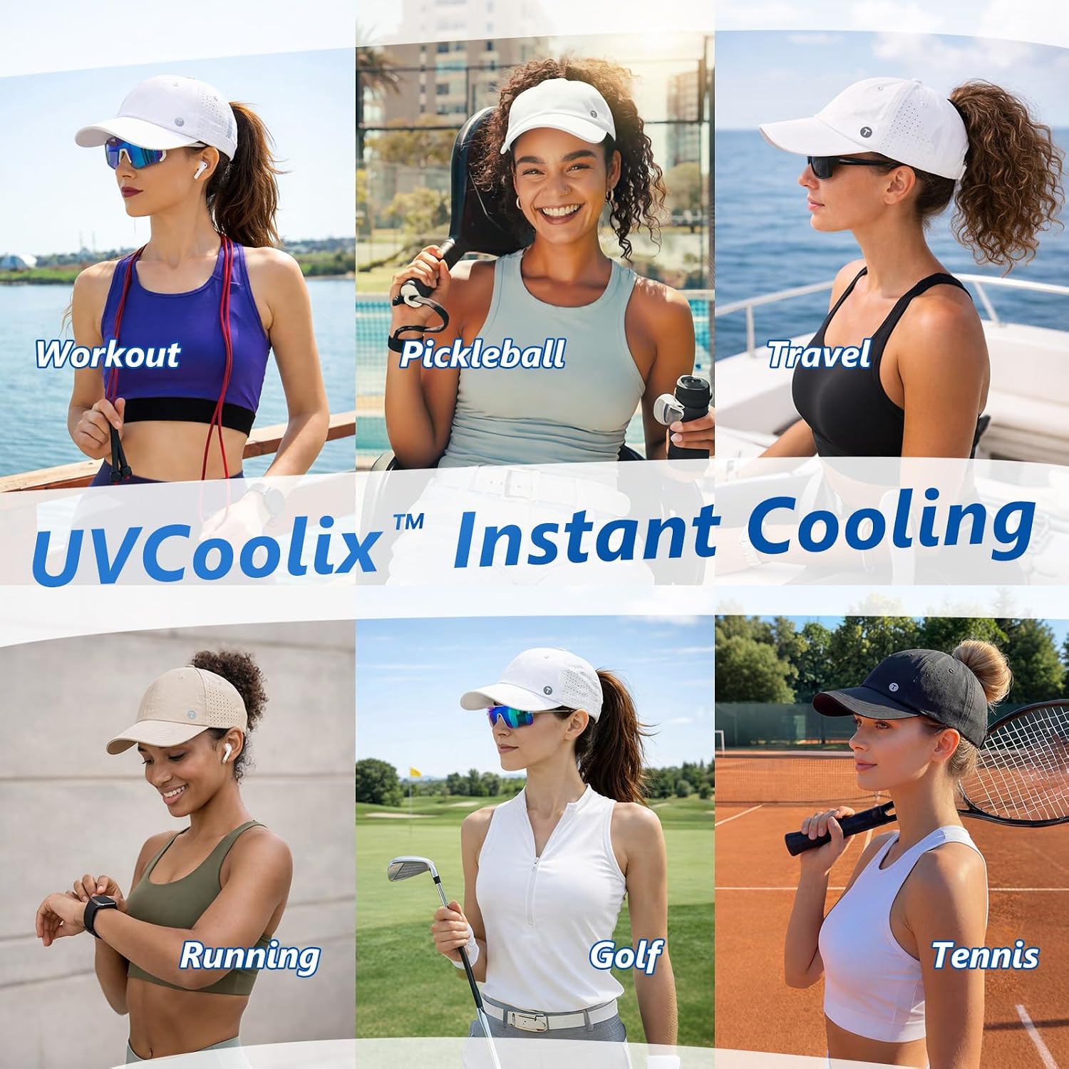 TOP-EX Cooling High Ponytail Everyday Sports Hat for Women, Breathable Comfort Fit for Running Golf Walking, UPF 50+ Foldable Green