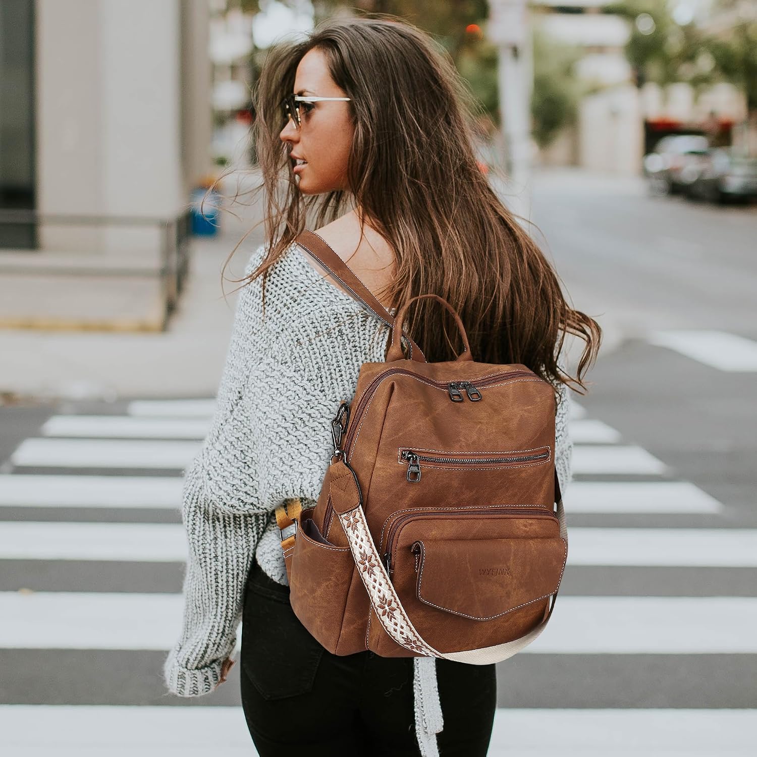Backpack Purse For Women Pu Leather Backpack Ladies Fashion Handbag Designer Shoulder Bag Small Travel Bag Brown