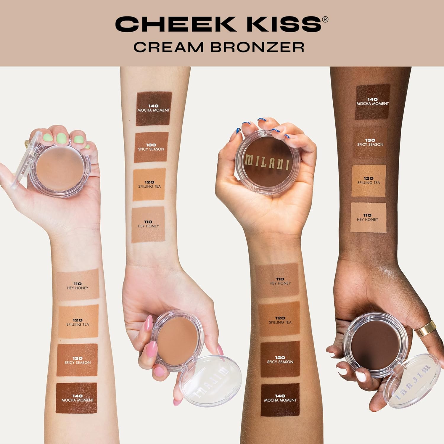Milani Cheek Kiss Cream Bronzer, 120 - Spilling Tea, Vegan & Cruelty-Free, Made in Korea, Lightweight Glow, Soft Matte Finish