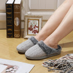 Womens Memory Foam Fuzzy Slippers Knitted House Slippers For Women Comfy Slip-On Warm House Shoes