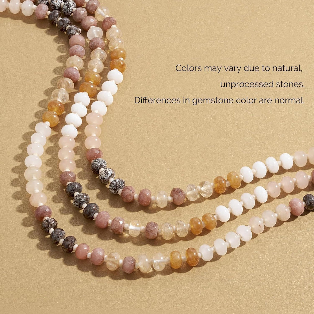 KissYan Beaded Necklaces for Women, Gemstone Bead Boho Choker, Natural Stone Handmade Fashion Autumn Winter Jewelry Gifts