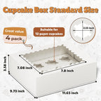 RYDDOY 4 Pack Cupcake Boxes, Hold 12 Standard Cupcakes, Cupcake Containers with Window and Inserts, High Grade Cupcake Holder, for Birthday Holiday Party, Supplies for Cupcakes, Desserts and More
