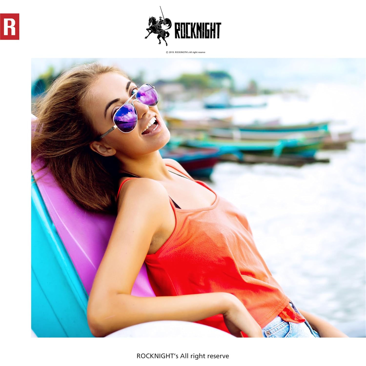 ROCKNIGHT Polarized Aviator Sunglasses for Men Women Metal Flat Top Sunglasses lightweight Driving UV400 Outdoor 58mm