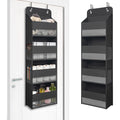 Tymensh Black Over Door Organizer With 4 Large Clear Pockets, Compact Black Hanging Door Storage For Closet, Bathroom, Bedroom, Dorm, Nursery, Toys, Cosmetics, Baby Essentials