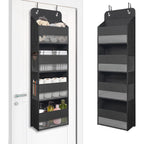Tymensh Black Over Door Organizer With 4 Large Clear Pockets, Compact Black Hanging Door Storage For Closet, Bathroom, Bedroom, Dorm, Nursery, Toys, Cosmetics, Baby Essentials