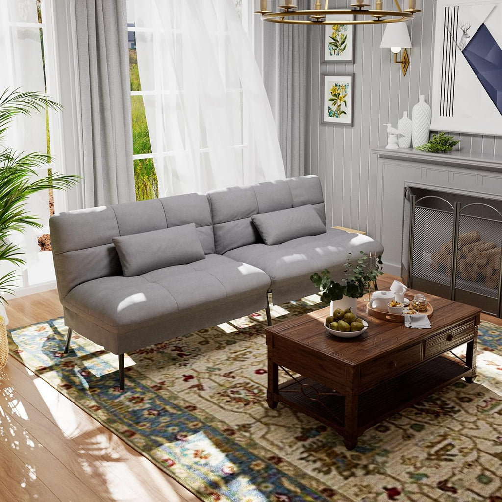 Comhoma Futon Sofa Bed, 72″ Convertible Sleeper Sofa, Upholstered Loveseat