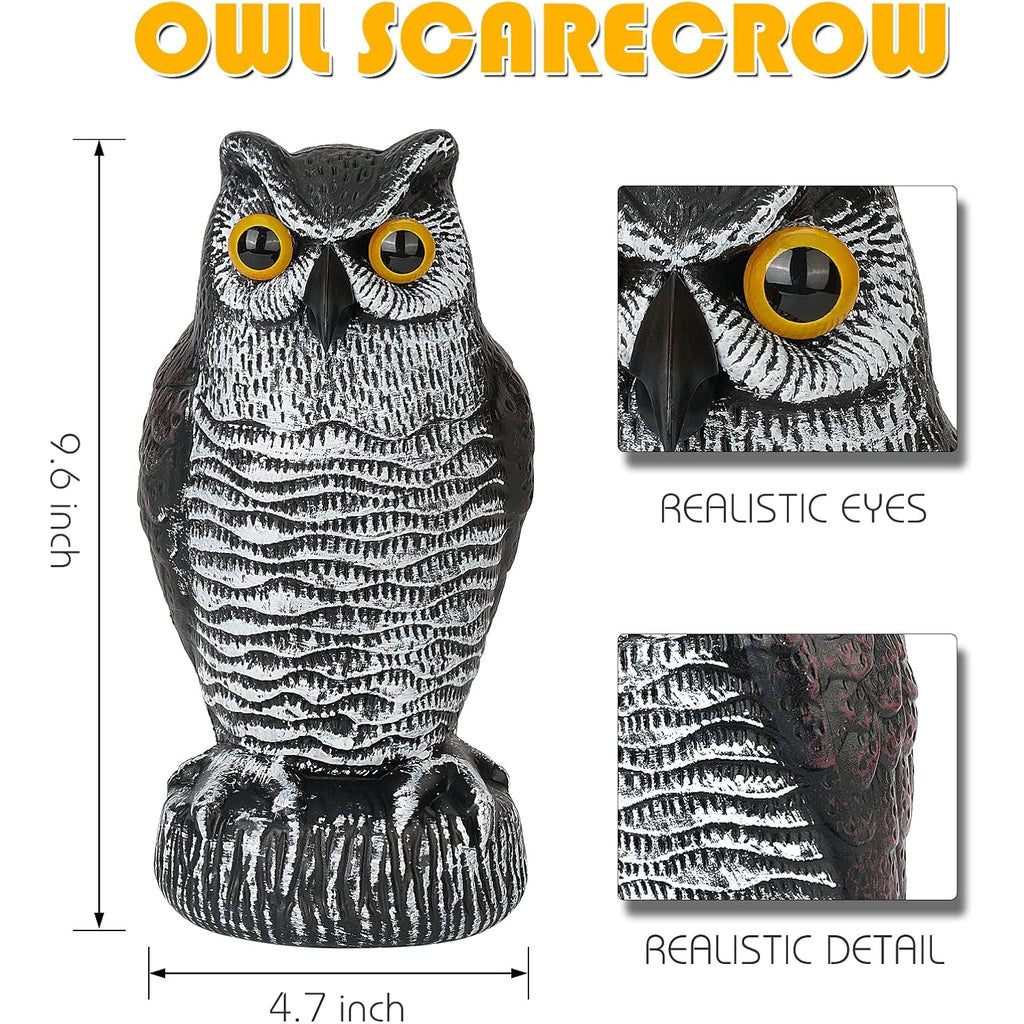 3-Pack Owl Decoys For Bird Deterrent - Weatherproof Bird Repellent Devices For Outdoor Use - Plastic Owls To Scare Birds Away And Control Garden Pests