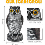3-Pack Owl Decoys For Bird Deterrent - Weatherproof Bird Repellent Devices For Outdoor Use - Plastic Owls To Scare Birds Away And Control Garden Pests