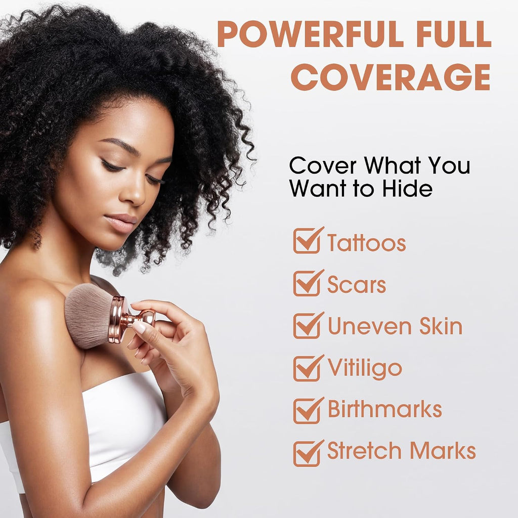 Body Coverage Perfector With Makeup Brush, Tattoo Cover Up Makeup Waterproof Sweatproof For Leg Arm Body Make Up, Tattoo Concealer Coverage Scar Bruise Dark Spots For All Skin, 3.53 Oz Medium Radiance