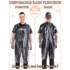 40 Pack Disposable Rain Ponchos For Adults Disposable Ponchos Pack With Drawstring Hood Elastic Sleeves Raincoat For Camping