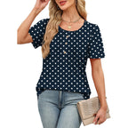 Womens Tops Dressy Casual Blouses Short Sleeve Shirts Plus Size Fashion Clothing Spring Summer Outfits Button Pleated Front