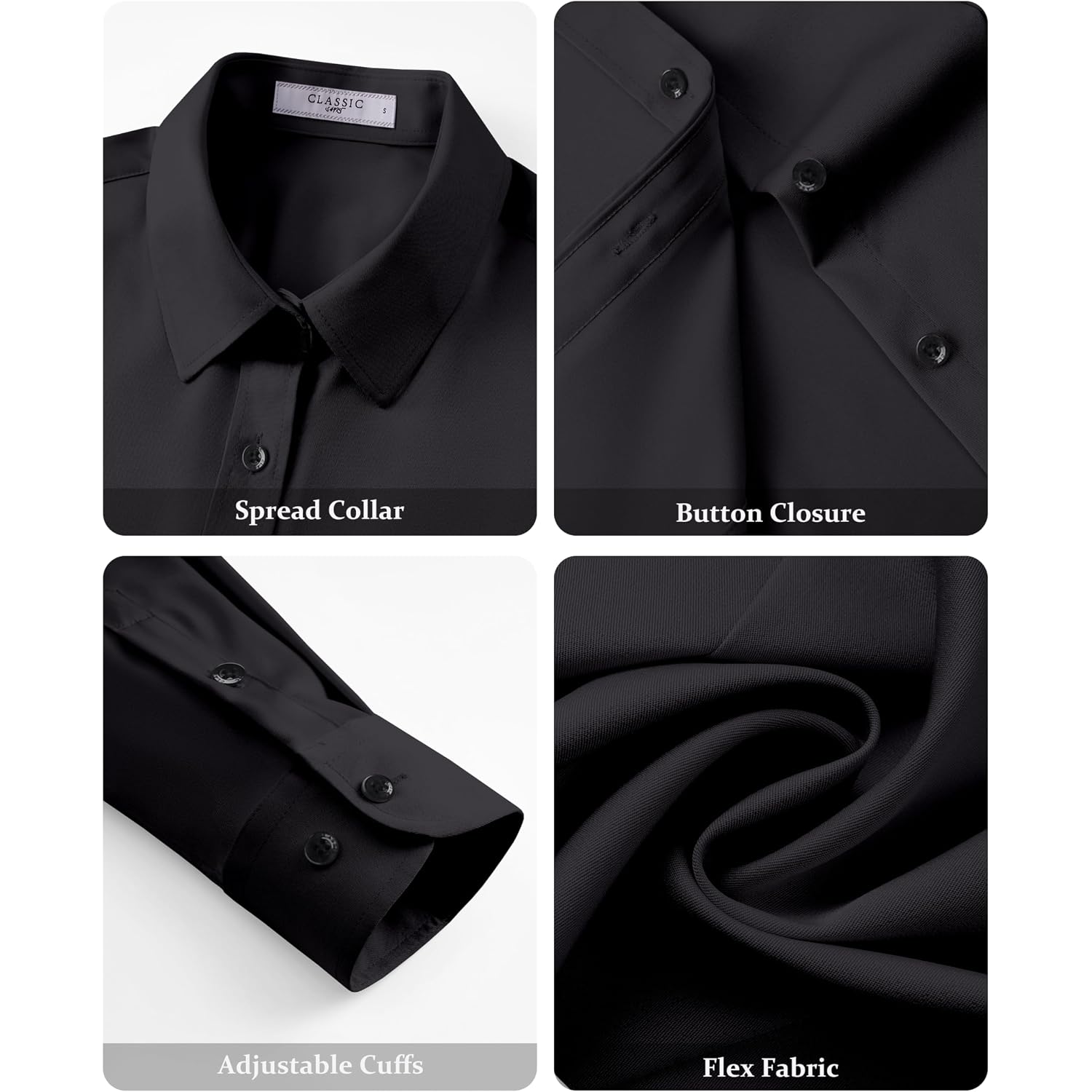 Dress Shirts For Women Long Sleeve Button Down Shirt Stretch Wrinkle Free Solid Casual Work Office Blouse Top