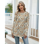 Zeagoo Women's Casual Long Sleeve Shirts Crew Neck Round Hem Loose T-Shirts Tunic Tops with Thumb Holes