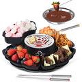 2 In 1 Electric S’Mores Maker & Fondue Pot, Tabletop Indoor Smores Kit With 4 Roasting Forks, 4 Detachable Trays & 1 Flameless Temperature-Controlled Heater, Movie Night Supplies & Housewarming Gifts