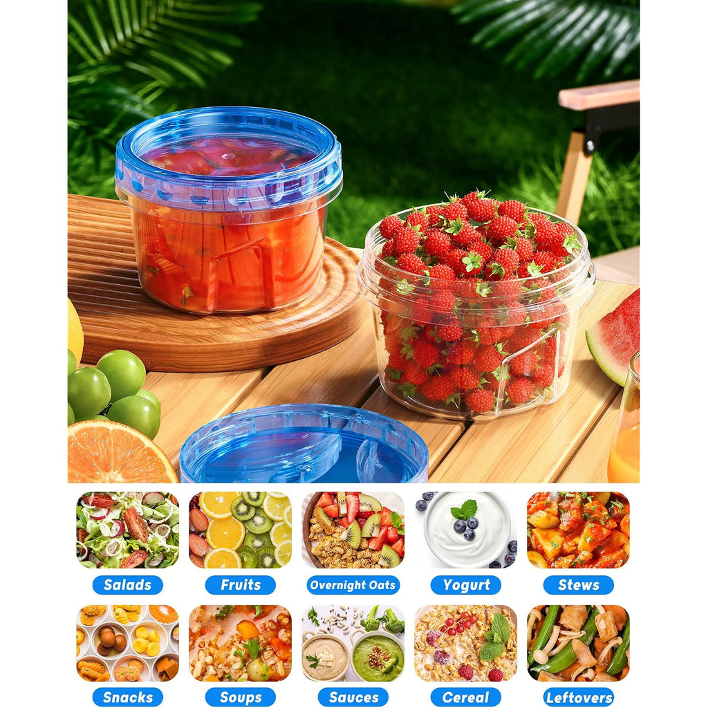Biuleon 6 Pack-17Oz Freezer Storage Containers, Plastic Food Storage Containers With Twist Top Lids, Bpa Free And Reusable Soup Containers With Lid, Microwave And Dishwasher Safe