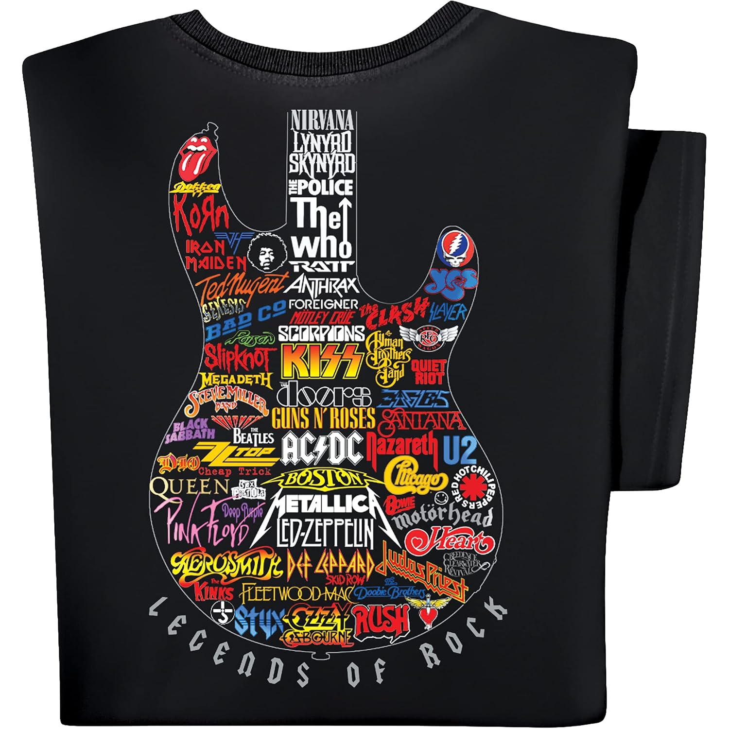 Collections Etc Colorful Legends Of Rock Guitar Short Sleeve Graphic Tee