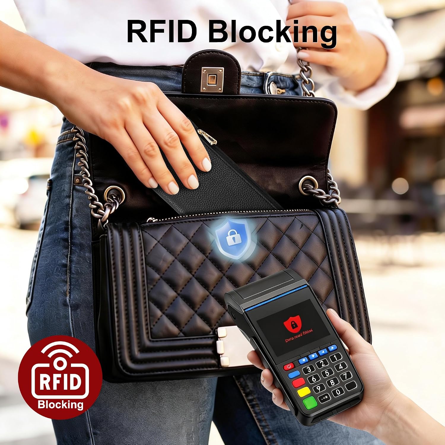 Tipmile Slim Wallet For Women, Rfid Blocking Credit Card Holder | Thin Compact Bifold Wallet With Zipper, Ladies Gift, Black