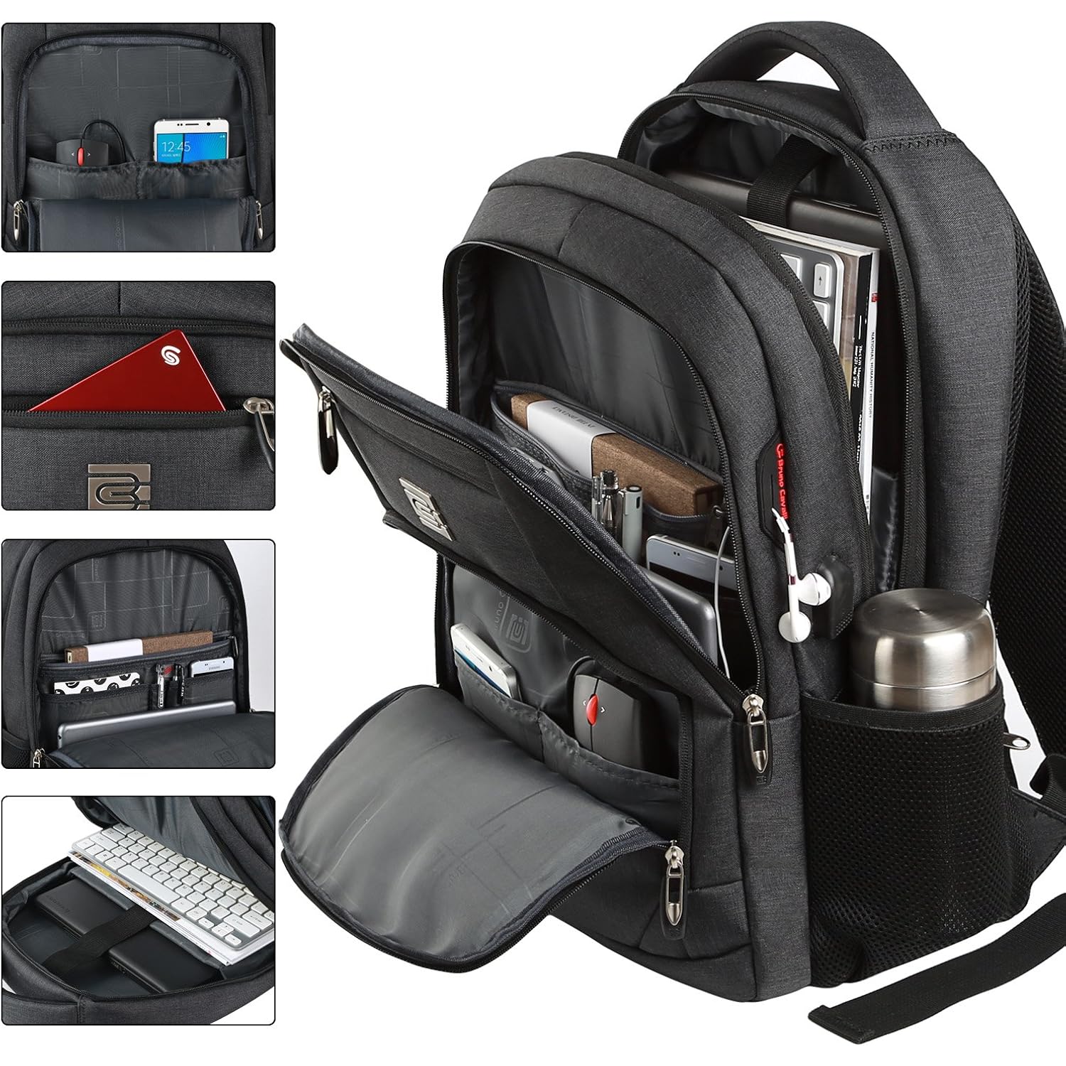 Laptop Backpack,Business Travel Anti Theft Slim College Backpack | Water Resistant Durable Computer Bag Gift For Women & Men Fits 15.6 Inch Laptop And Notebook - Black