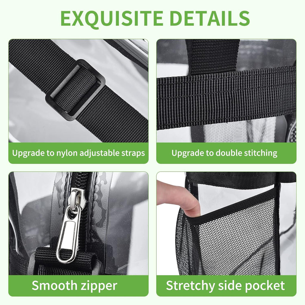 Bagenius Clear Tote Bag Stadium Approved, Game Day Satchel Bag with ‌Non-detachable Reinforced Strap for Concert, Work, Sport