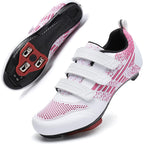 Unisex Road Bike Cycling Shoes Compatible With Peloton Shimano Spd Bike Riding Shoes For Men Women, 3 Straps, Pre-Installed Delta Cleats For Indoor Outdoor Cycling Biking