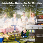 Restmo Adjustable Standing Misters For Outside Patio, Portable Misting Cooling System With 4 Directional Nozzles, 6Ft Water Mister For Hot Summer, Garden, Backyard, Beach, Camping, Bbq