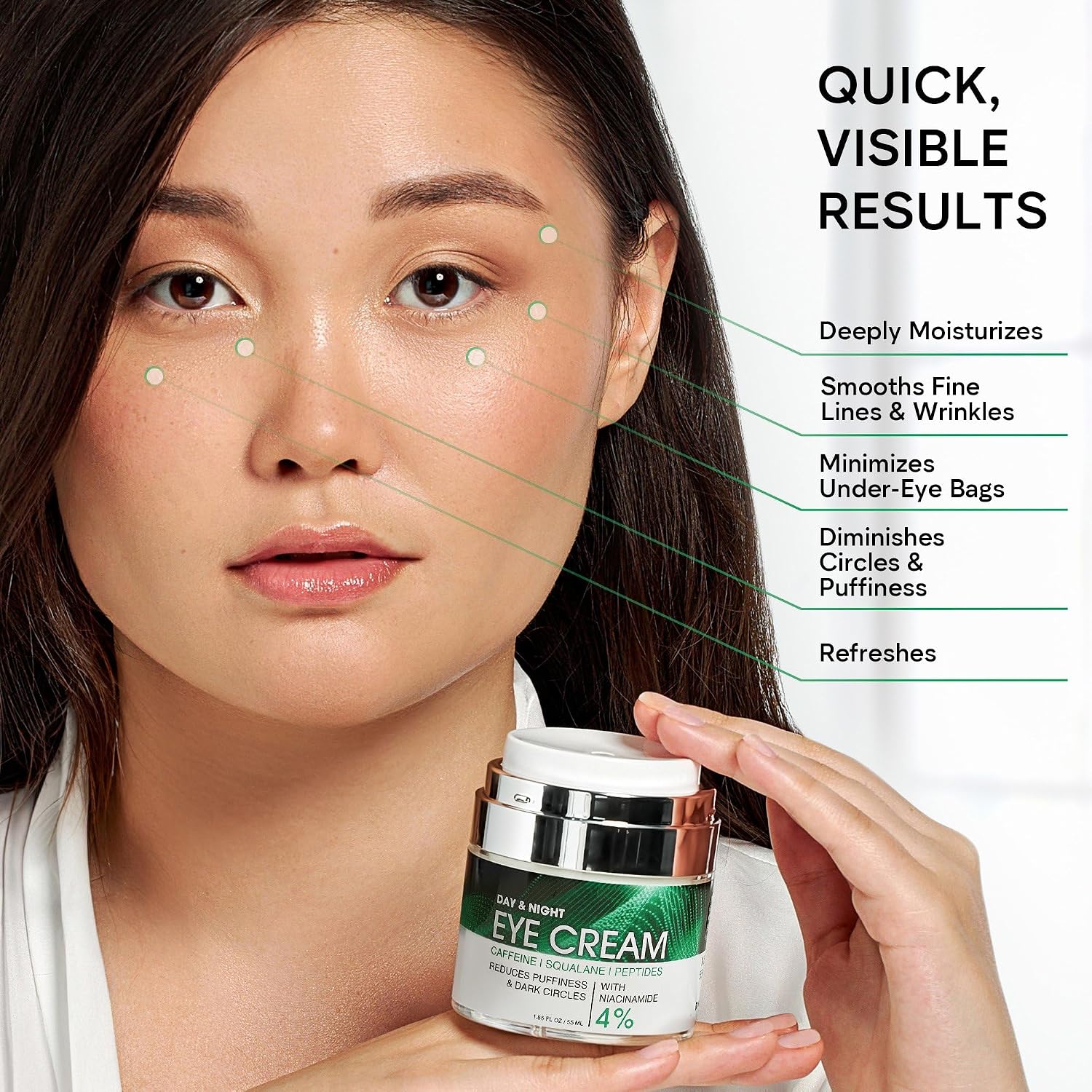Under Eye Cream For Dark Circles And Puffiness - Anti-Aging Caffeine Eye Cream Serum For Wrinkles With Retinol, Collagen, Peptides & Niacinamide - Mature & Older Skin - 1.85 Oz