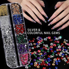 Teenitor 4 Boxes Nail Charms and Gems Set, Nail Rhinestones Nail Kit with Nail Art Brushes Nail Stand, Nail Gems Nail Design Tools with 15pcs Nail Stickers, Gold Nail Pearls for Women Nail Decorations
