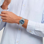 Swatch Irony Sistem51 Unisex Watch Casual Polymer Blue Automatic Waterproof Shimmer At Dusk