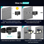 Tuffenough Solar Outdoor Lights 2500Lm 210 Led Security Lights With Remote Control,3 Heads Motion Sensor Lights, Ip65 Waterproof,270° Wide Angle Flood Wall Lights With 3 Modes(2 Packs)