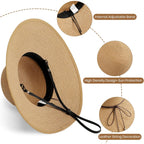 Sun Hats for Women, Straw Hats UPF 50+ Sun Protection, Wide Brim Womens Beach Hat for Summer Travel