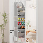 Shoe Organizer, Over The Door Shoe Organizer, Hanging Closet Shoe Storage With Large Deep Pockets, Fits 16–24 Pairs Of Sneakers, Sandals, Boots, Gray