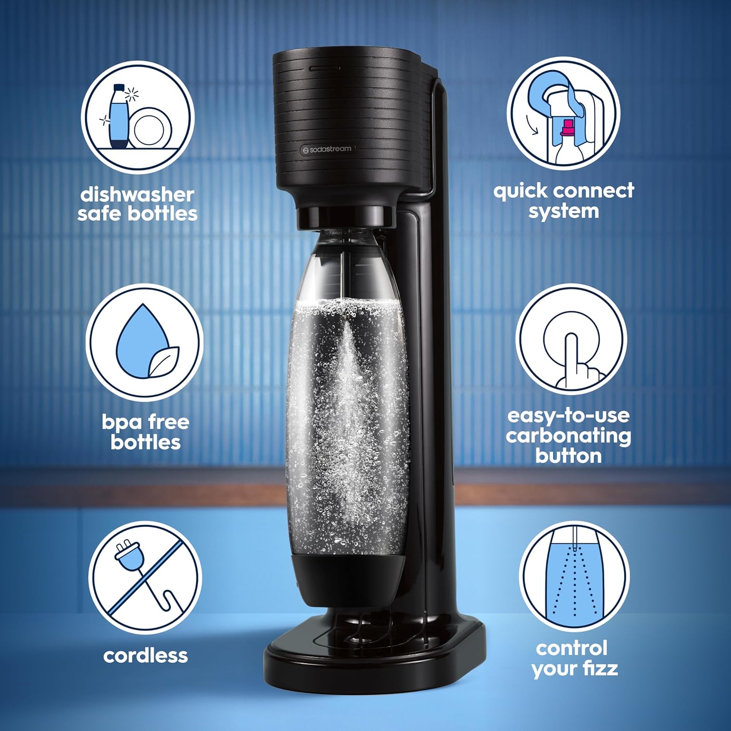 Sodastream Gaia Sparkling Water Maker Bundle, Black