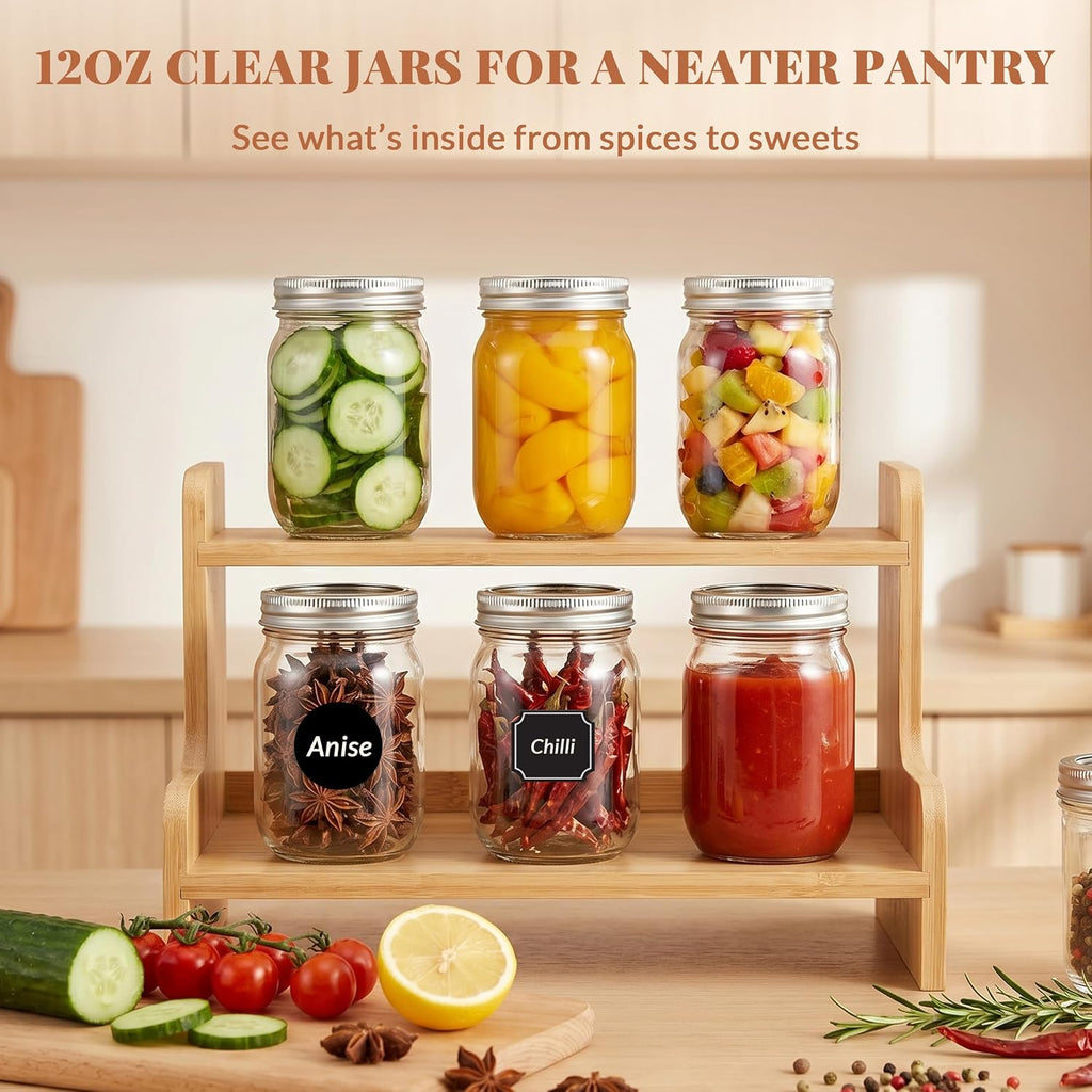 Cyclemore 20 Pcs 12Oz Glass Mason Jars With Silver Separable Lids, 350Ml Round Canning Jars For Honey, Jam, Herb, Wedding Favor, Kitchen Storage Wide Mouth Bottles For Crafts, Meal Prep