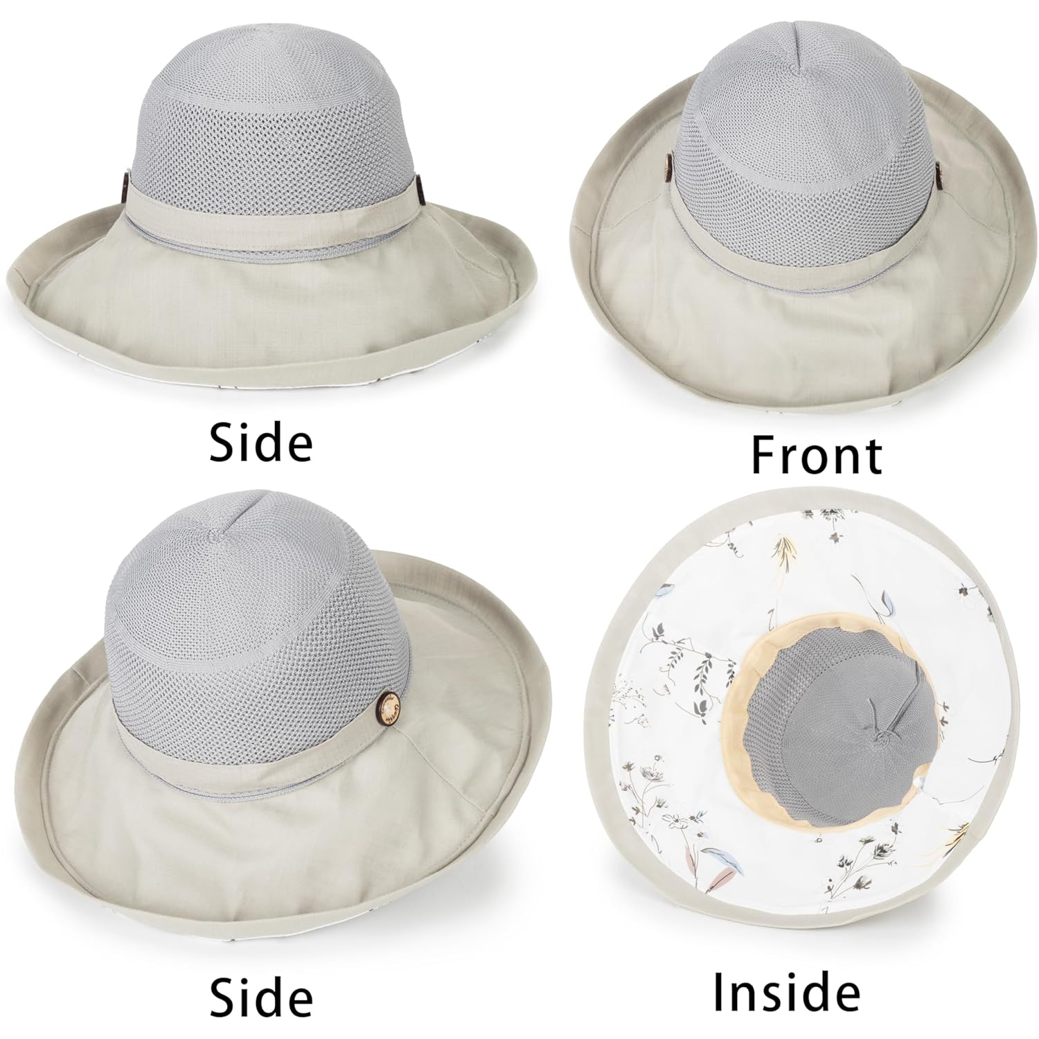 Women's-Mesh-Sun-Hats Wide-Brim Summer Beach Bucket Caps for Girls Outdoor-UV-Protection Foldable-Fishing-Hat Chin Strap