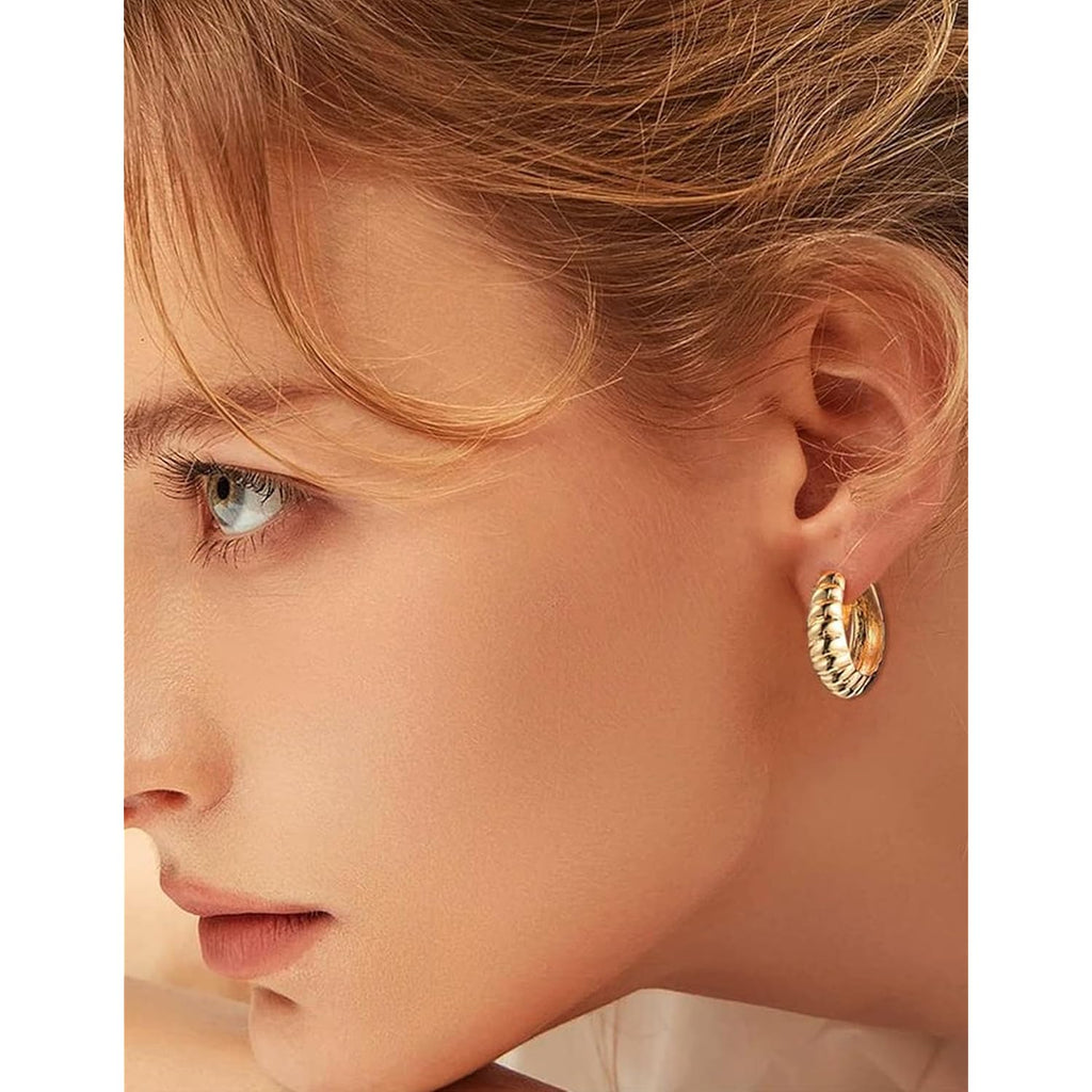 13 Pairs Clip on Earrings for Women 14K Gold Silver Plated Chunky Hoop Clip Earrings CZ Pearl Knot Twist Tube Waterdrop Croissant Non Pierced Hoop and Studs Fake Earring Jewelry Set