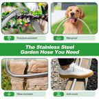 Garden Hose 50Ft, Flexible Stainless Steel Metal Water Hose With 10-Function Nozzle, No-Kink, Leak-Proof, Wear-Resistant, 3/4 Ght, Easy To Use And Store For Garden, Yard, Lawn, Outdoor