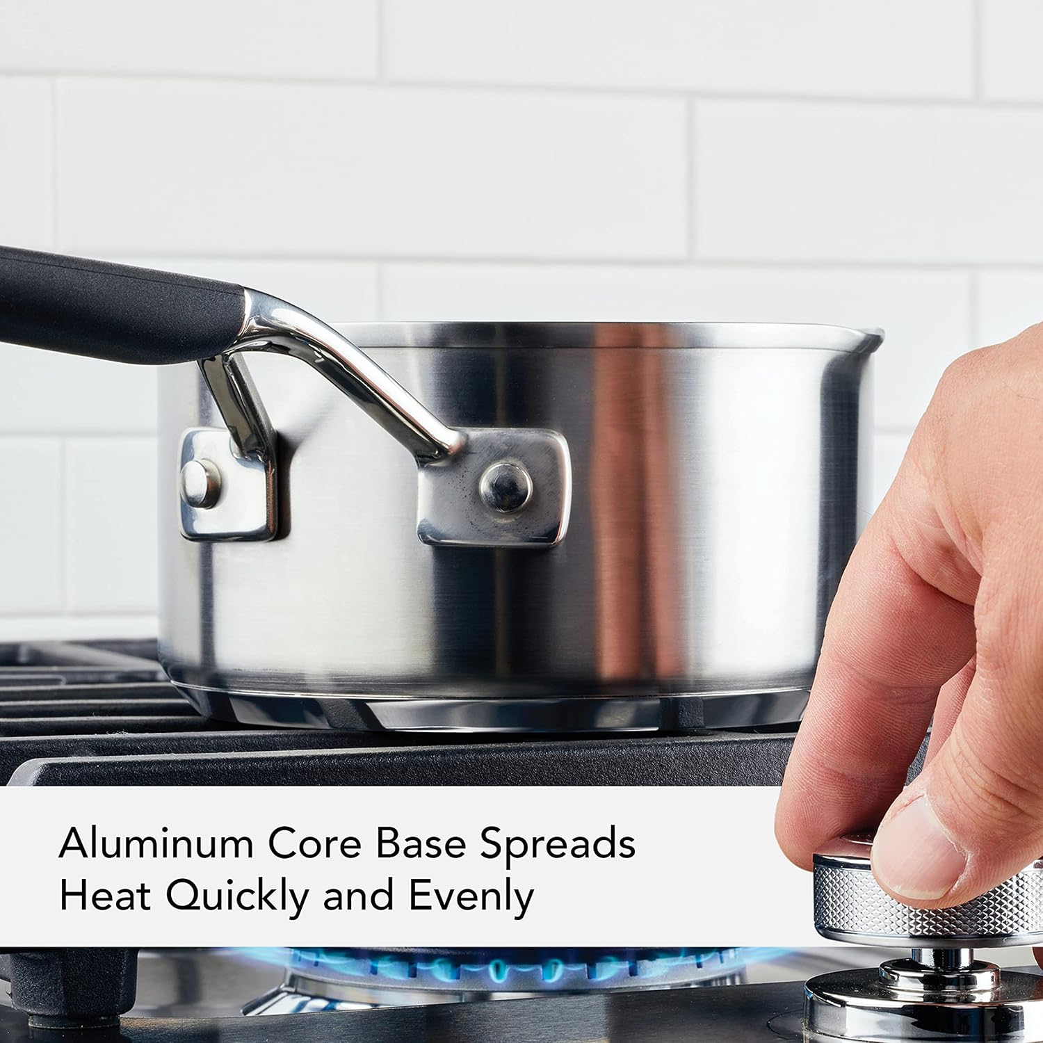 Kitchenaid Stainless Steel Induction Sauce Pan With Pour Spouts, 1-Quart Small Pot, Brushed Stainless Steel