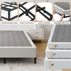 Snaye Queen Size Box Spring Bed Base 9 Inch, 3000Lbs Heavy Duty Box Spring Queen Metal Mattress Foundation, Tool-Free Easy Assembly, Noise Free | Tool-Free Assembly, Noise Free, 3000Lbs Heavy Duty