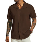 Pj Paul Jones Men'S Casual Button Down Shirts - Short Sleeve Summer Textured Beach Wrinkle-Free Shirts