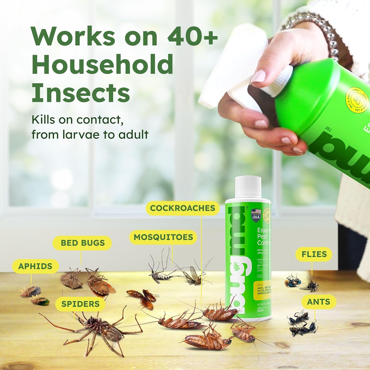 Bugmd Bed Bug Spray, Roach & Ant Killer, Indoor Cockroach Treatment, Pet Safe Plant-Based Pest Control For Home, Kills Spiders Fleas Mites, 64 Oz Kit