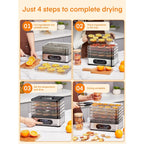 Fohere Food Dehydrator, 5 Bpa-Free Tray Dehydrators For Food And Jerky, Fruit, Herbs, Meat, Dog Treats, 48H Timer And 95-158°F Temperature Control, 400W Dehydrator Machine, 11.42" Stackable Trays