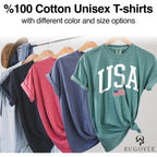 USA T-Shirt for Men, Women, Unisex - Vintage American Flag Graphic Tee - Patriotic Short Sleeve Crew Neck Top - 100% Cotton