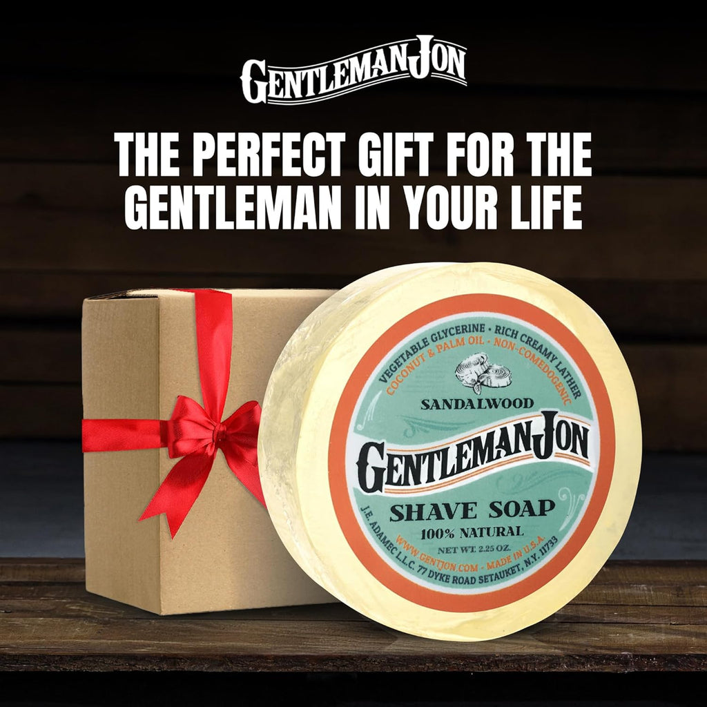Gentleman Jon Sandalwood Shaving Soap for Men - Creates the Perfect Lather - Ideal for Smooth Shaves - Moisturizes & Protects - Elevate Your Grooming with this Classic Shave Essential - 1 pc (2.25 oz)