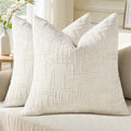 Decoruhome Fall Cream White Chenille Throw Pillow Covers 18X18 Set Of 2 Textured Soft Cozy Slubby Couch Pillow Covers Modern Farmhouse Boho Decorative Pillow Cases For Bed Sofa Living Room