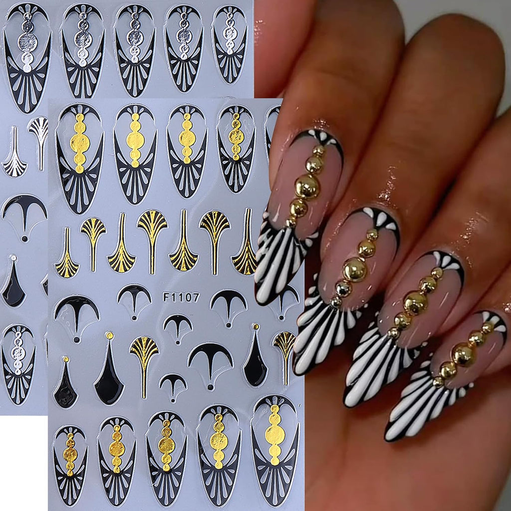 Gothic Nail Stickers Witchy Decals 12PCS Dark Black Goth Nail Art Stickers 3D Self-Adhesive Totem Punk Belt Nails Designs DIY Bat Holiday Nail Supplies French for Acrylic Manicure Decoration
