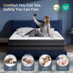 Queen Mattress, 12 Inch Hybrid Queen Size Mattress In A Box, Medium Firm, Memory Foam & Pocketed Springs, Pressure Relief, Certipur-Us Certified& Fiberglass Free, Motion Isolation, 365-Night Trial