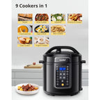 Comfee’ 12-In-1 Electric Pressure Cooker, Instant Multi, Non-Stick Pot, Yogurt Maker, Rice Cooker, Slow, Sauté Steamer, Pressure Cooker 6 Quart Black