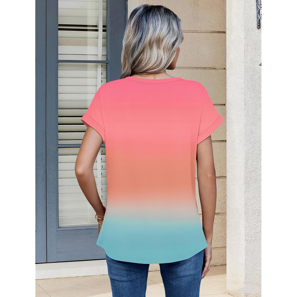 Zeagoo Womens Tops Short Sleeve Cute Summer Blouses Crew Neck Dressy Casual T Shirts Work Clothes S-2XL